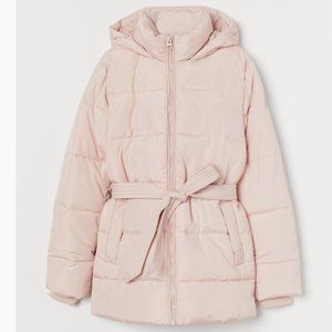 [GENTLY USED] H&M Padded Hooded Jacket (Light Pink)